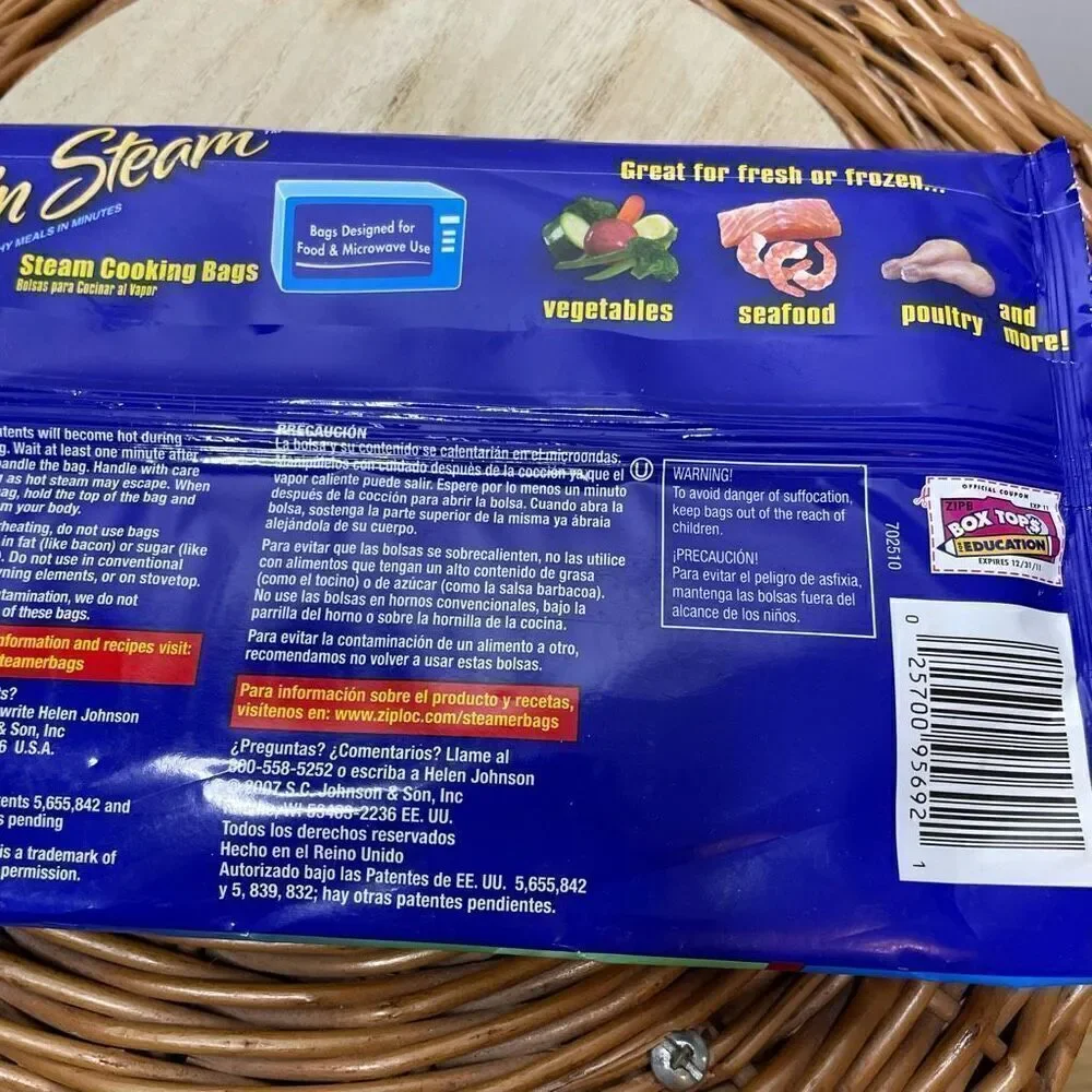 New Ziploc Zip'N Steam 7‎ Large Steam Cooking Bags Microwave Discontinued Rare